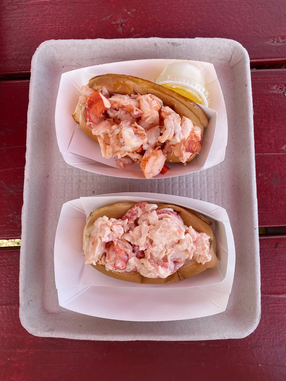 Cindy's lobster roll on a tray