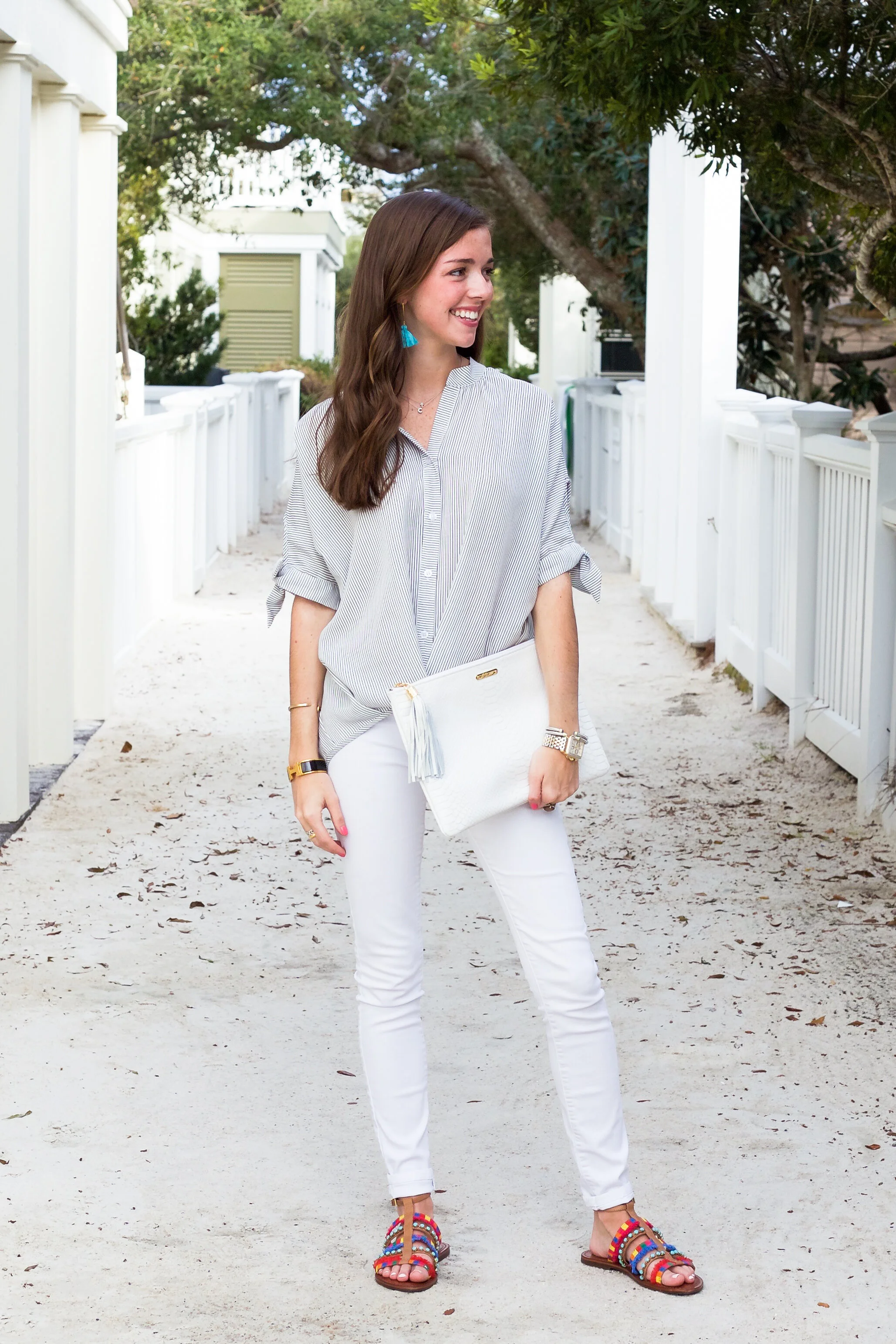 Seaside White + Embellished Sandals