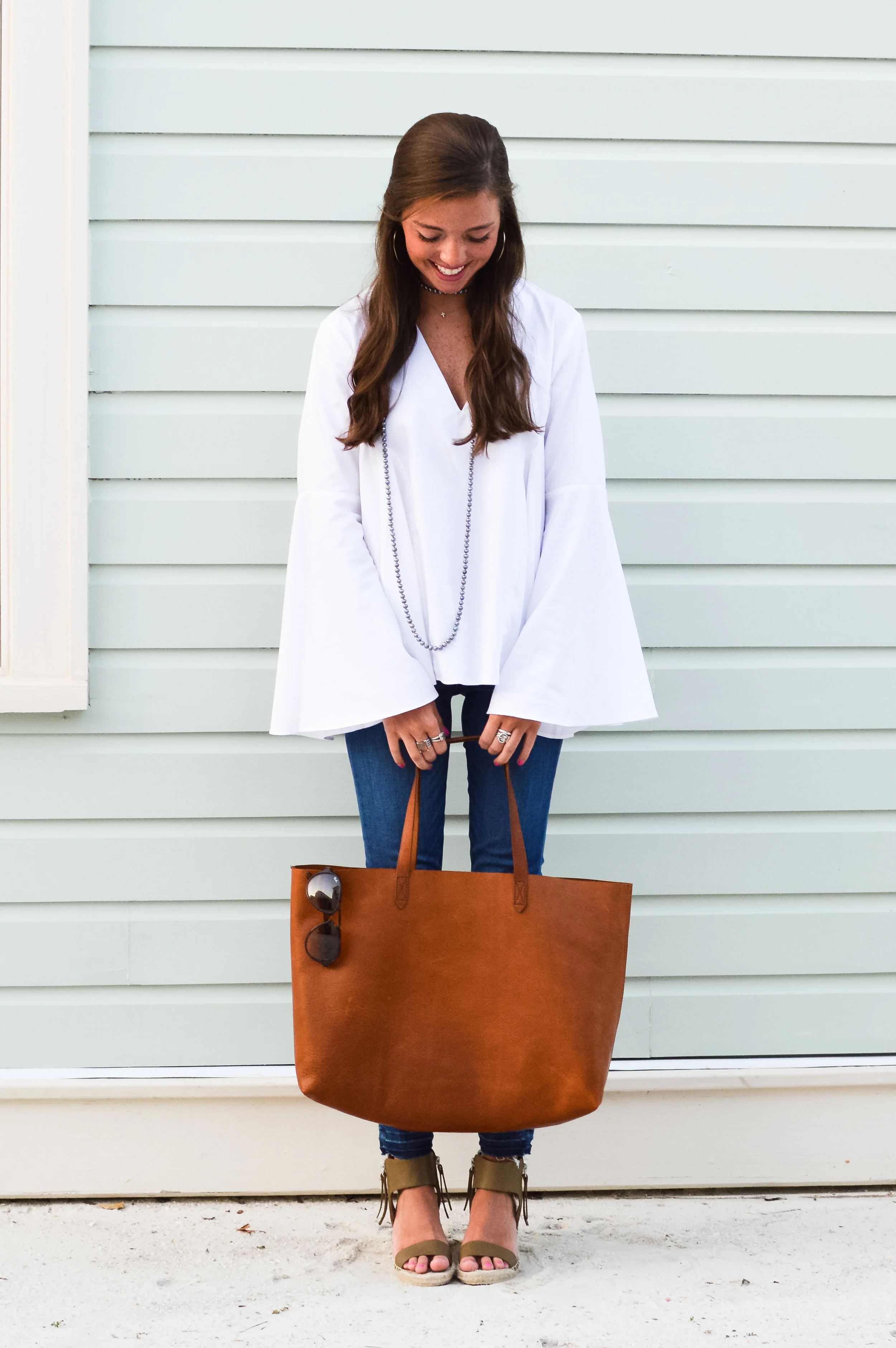 Bell Sleeves, Denim, and Leather with Madewell