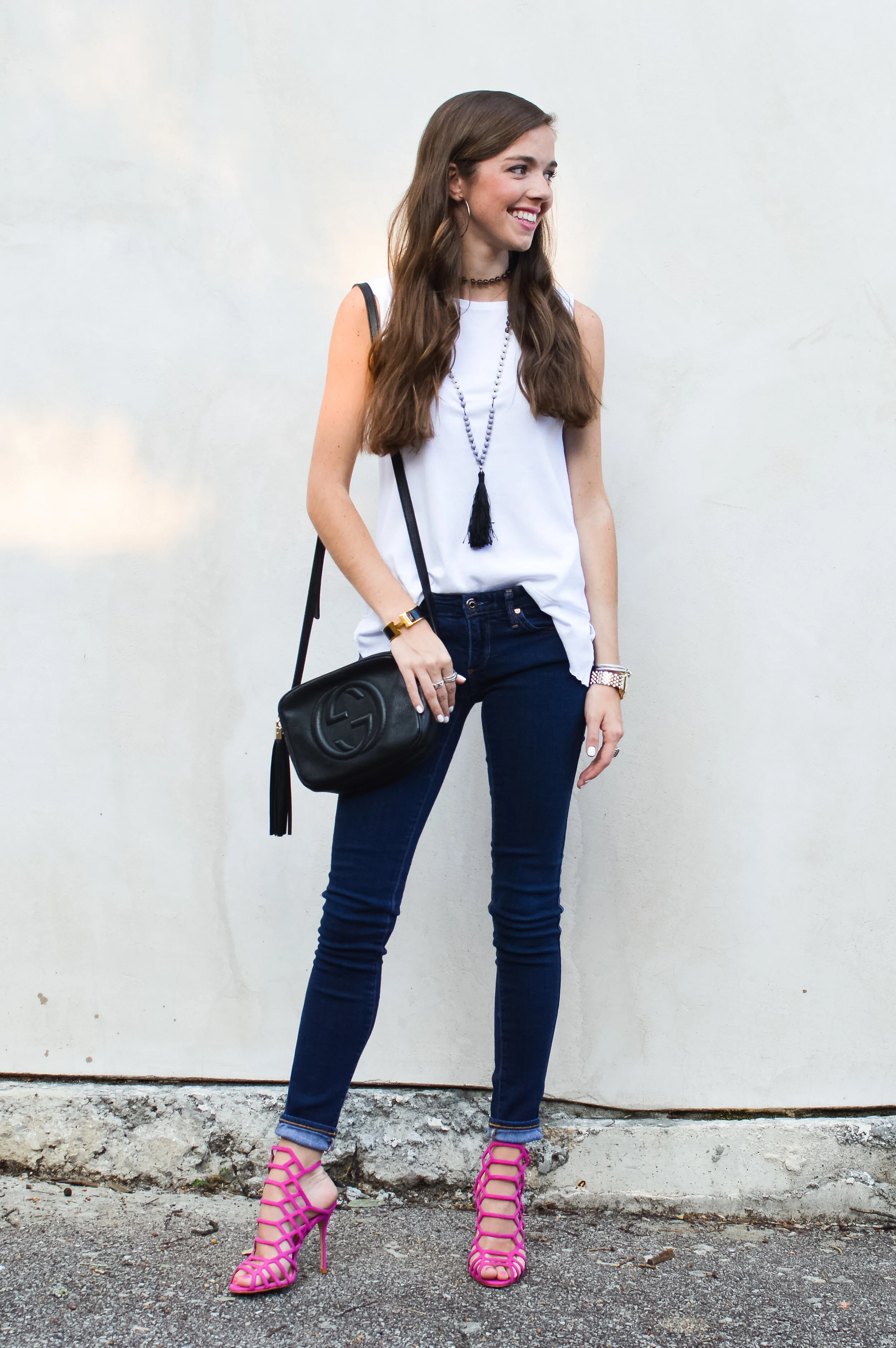 Skinny Jeans + Pink Heels