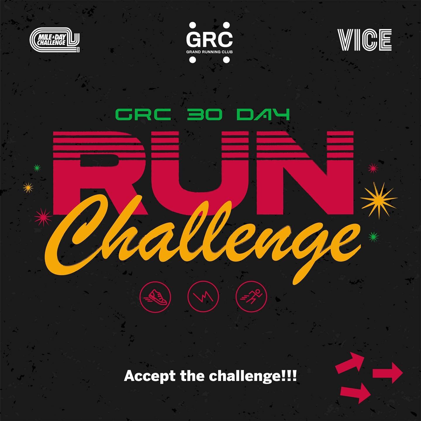 BIG UPDATE RUN FAM: We&rsquo;ve teamed up with @grandrunningclub to kick off a 30 Day Run challenge and continue growing this community! Starting tomorrow Fri April 17th - Saturday May 16th run a minimum of 1 Mile A Day! Tag us and email proof of you