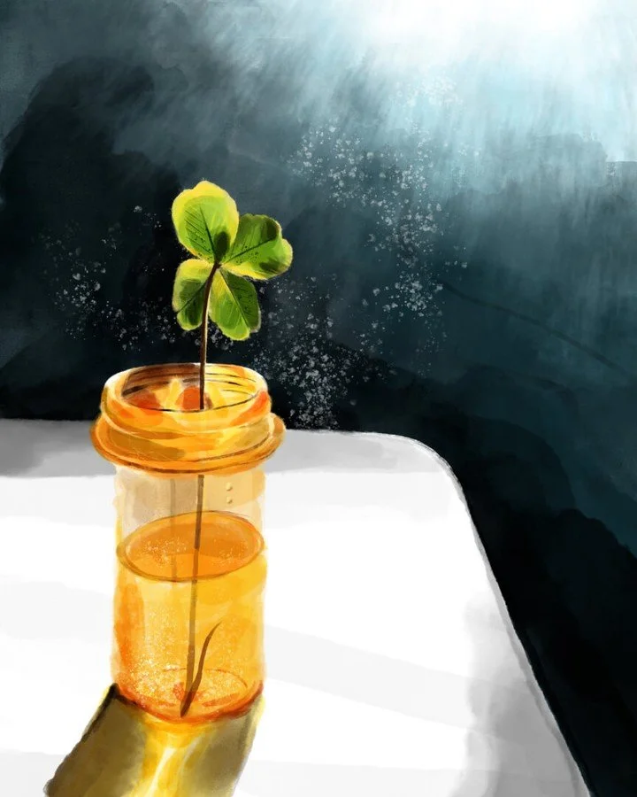 "Hope can be found in the smallest of moments and the most unexpected places." Little Bit O' Luck is a digital painting I made back in the covid times, but what inspired me then I still find relevant each day. Professional quality 16x20&quo