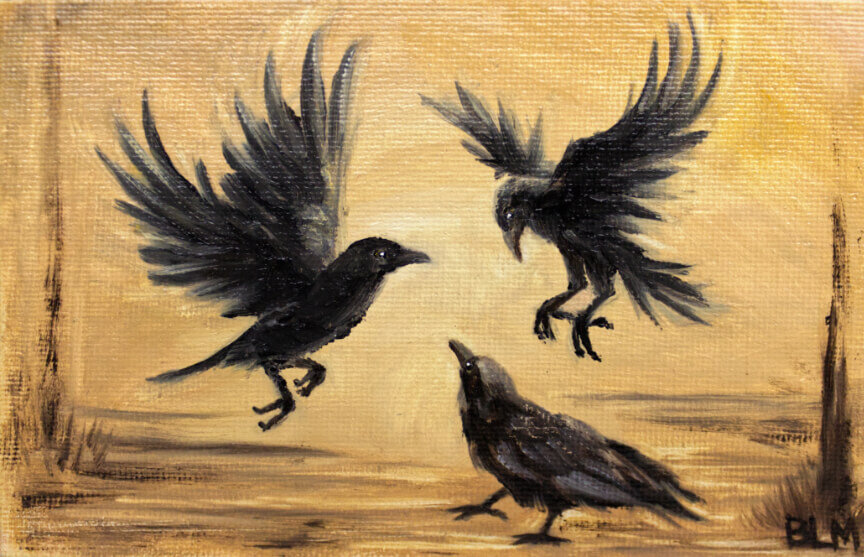 Crows Take Flight, oil