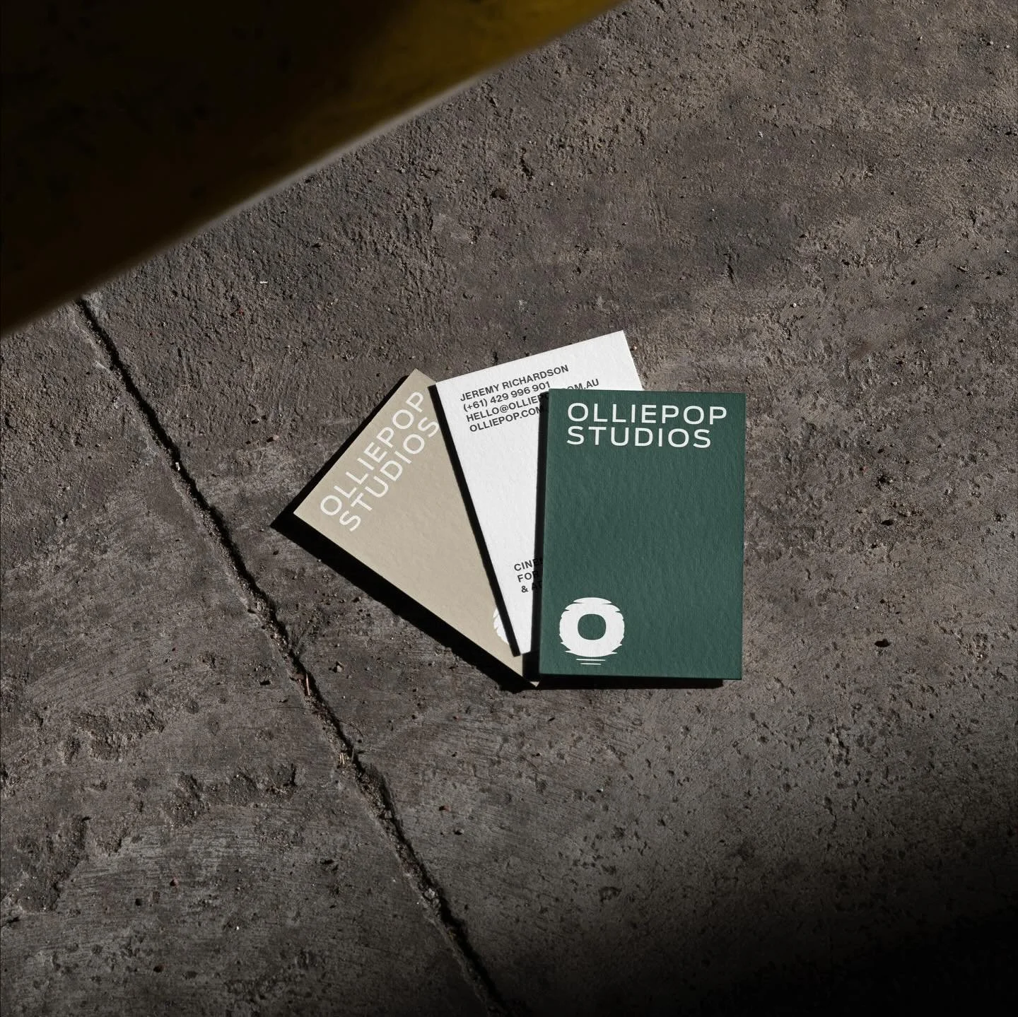 Print rollout for Olliepop Studios. The collateral had to be functional and flexible, but still feel intentional.

Used across decks, treatments, and production tools, the design stays consistent without pulling focus from the work.