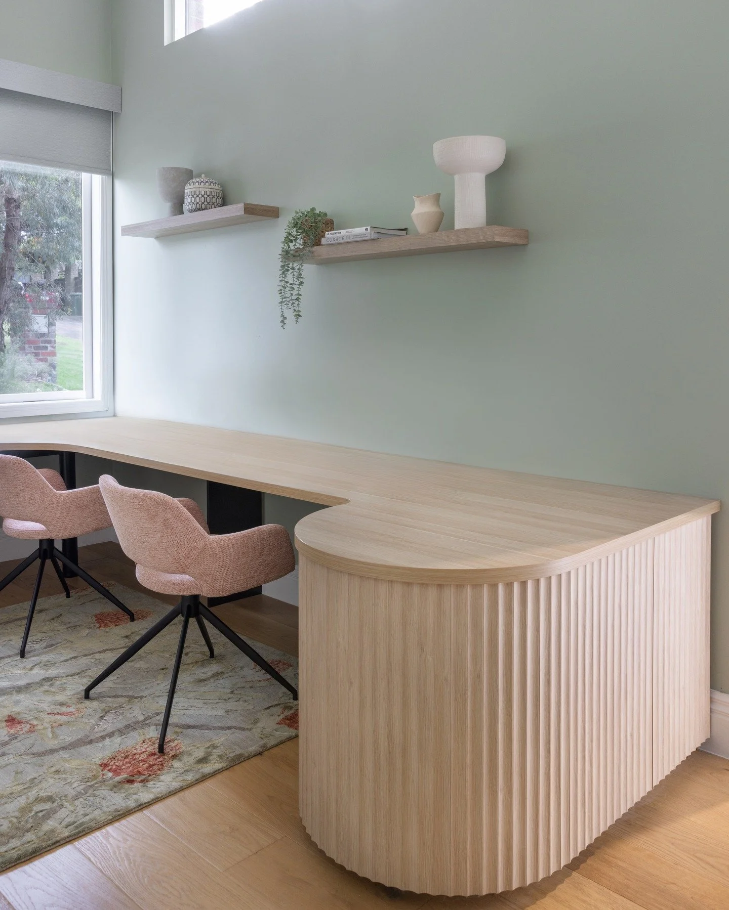 Home office transformation doesn't get much better than this!

What was once a dark, heavy workspace is now a serene and light-filled office designed for focus and inspiration.

We removed the dated VJ panel ceiling and introduced a raked ceiling wit