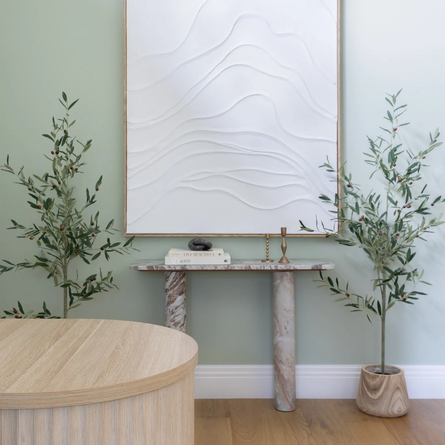 Bringing the outdoors in...but make it chic! 
We didn't leave the wall colour to chance..... Two colours were selected for this work from home office. Once painted on the wall, the client was able to view it at different times of day, as the light c