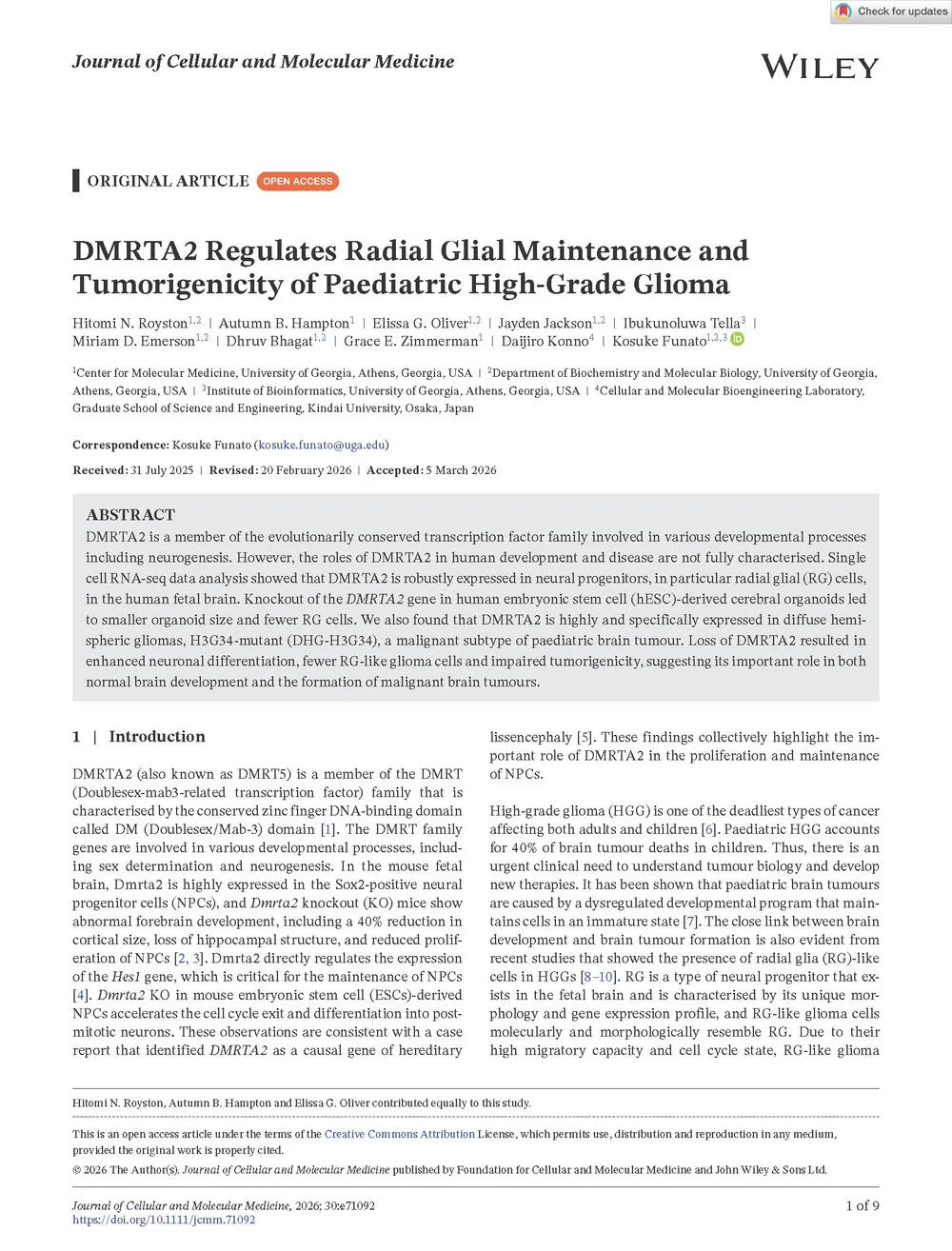 Publications — Kosuke Funato Lab @ UGA