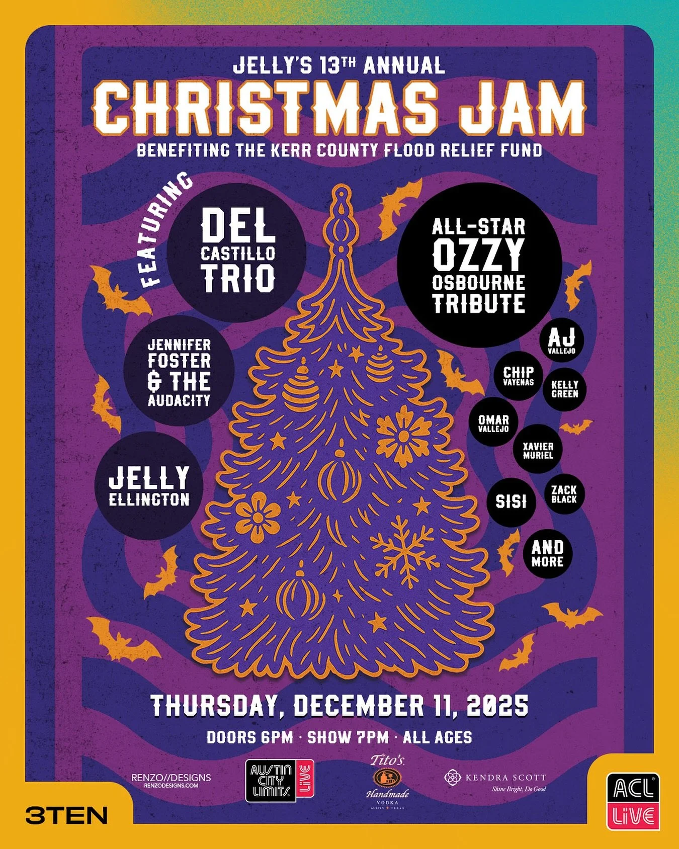 🎄JUST ANNOUNCED! 🎄 

The 13th Annual Christmas JAM! Excited to be helping out our friends in the Texas Hill Country @cftexashillcountry this year. 💚 🎅 It&rsquo;s a very special Ozzy Christmas, see you at the JAM! 🦇 

🎟️ On Sale Friday @ 10am CS