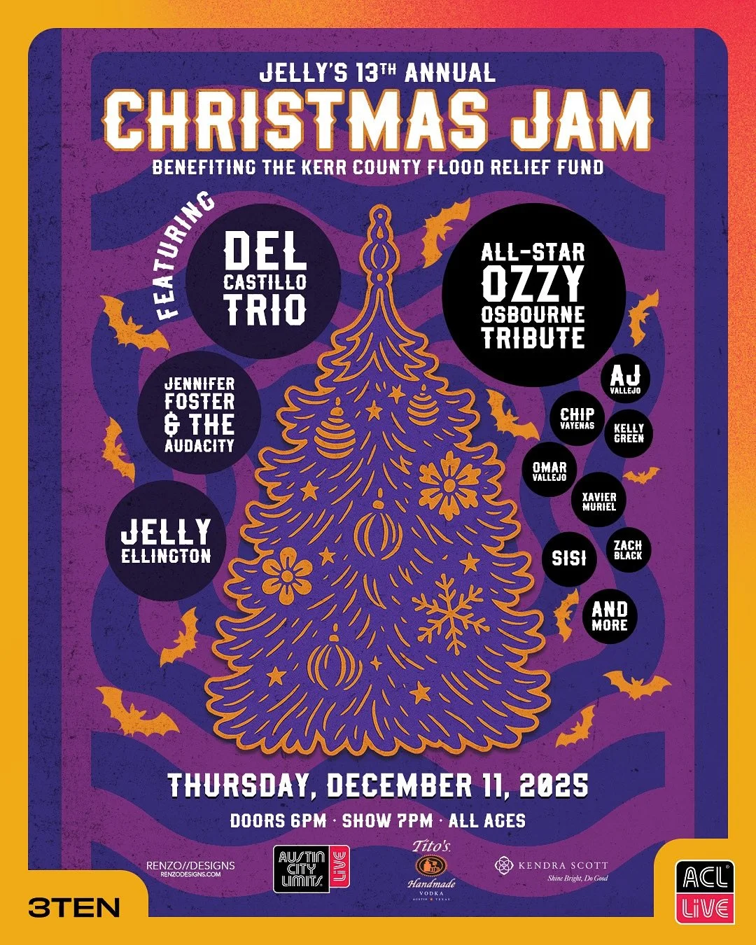 Tickets now ON SALE for the 13th Annual Christmas Jam. 🎄 So much great music for a good cause, it&rsquo;s the most wonderful time of the year. 🎅 

Ticket proceeds benefit The Kerr County Flood Relief Fund @cftexashillcountry. Click on link in bio t