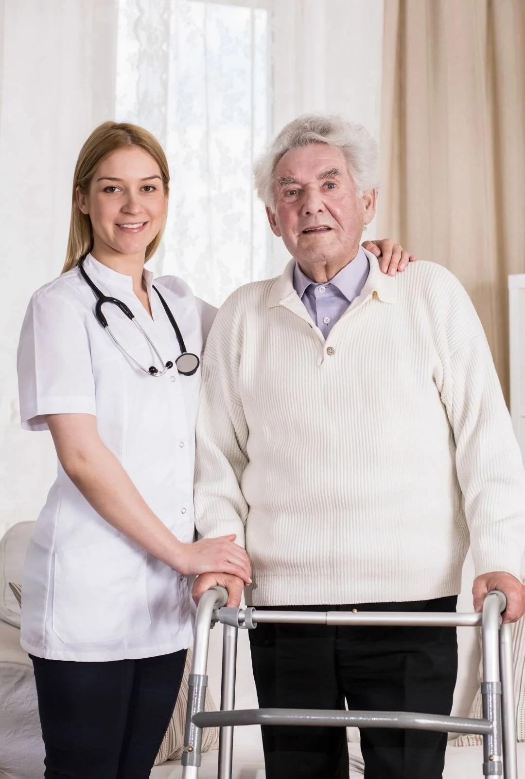 Smiling physician and senior man