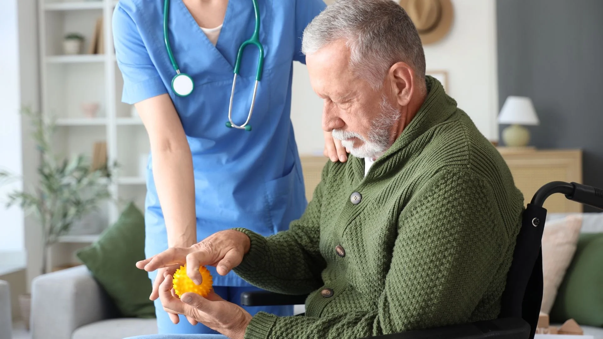 A man with Parkinson disease