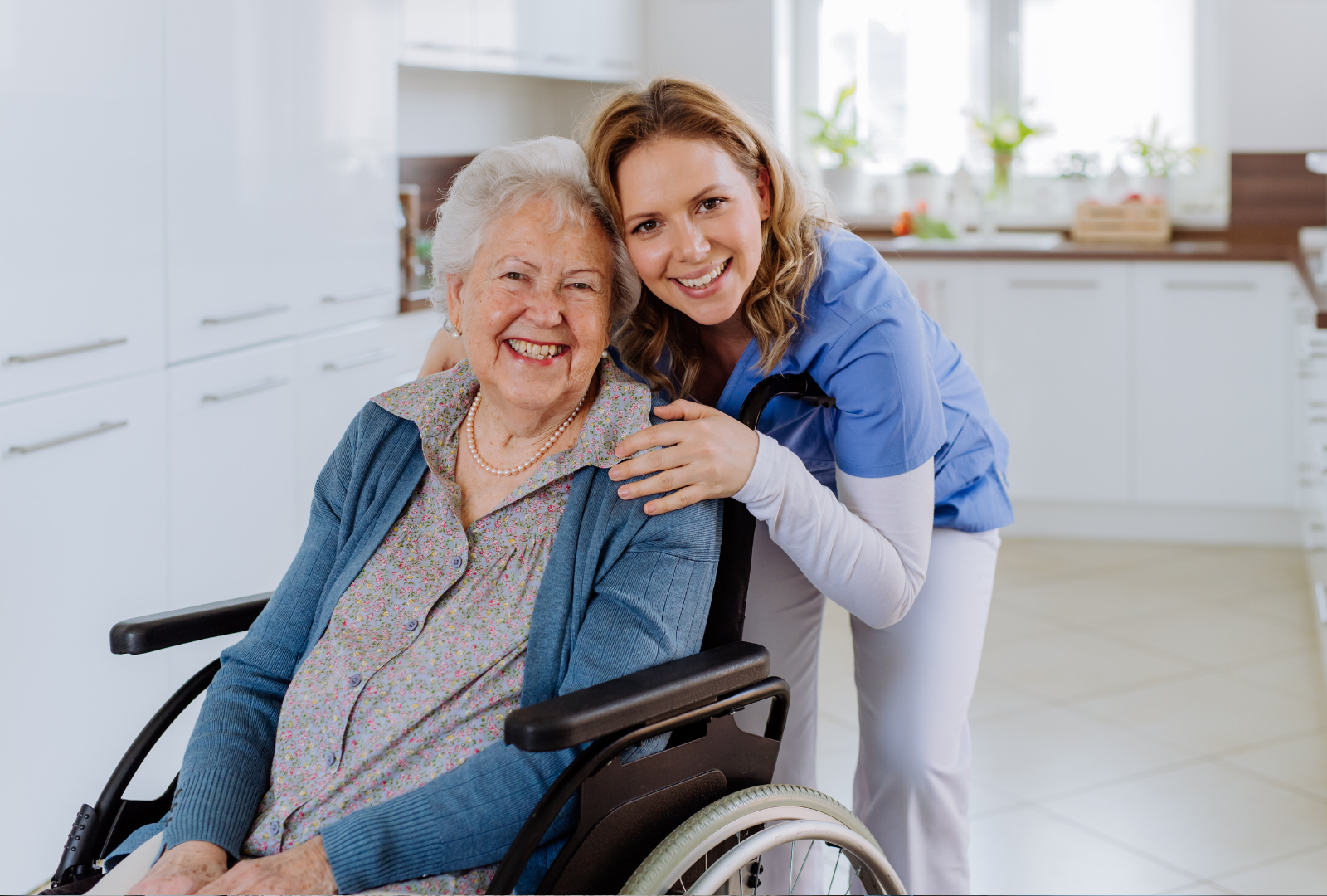 Disabled Elderly Woman and Her Caregiver