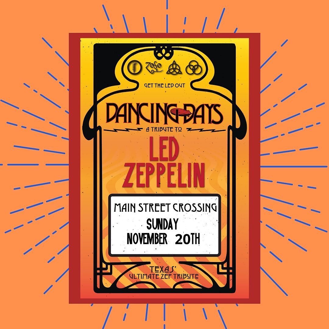 Tomball, TX! See you Sunday night for a very special evening celebrating the music of the mighty Led Zeppelin at @mainstreetxing! 🕺 

Link in Bio for 🎟