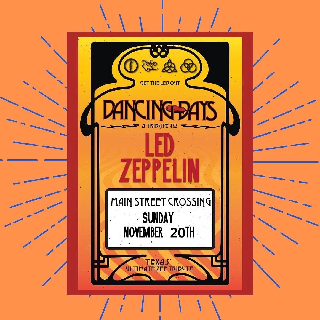 Tomball, TX! See you Sunday night for a very special evening celebrating the music of the mighty Led Zeppelin at @mainstreetxing! 🕺 

Link in Bio for 🎟