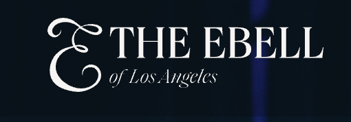 Logo for The Ebell of Los Angeles with elegant white text on a dark background.