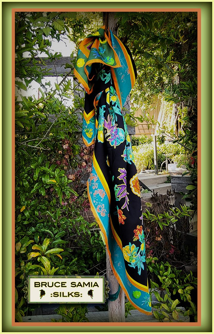 double printed silk twill scarf