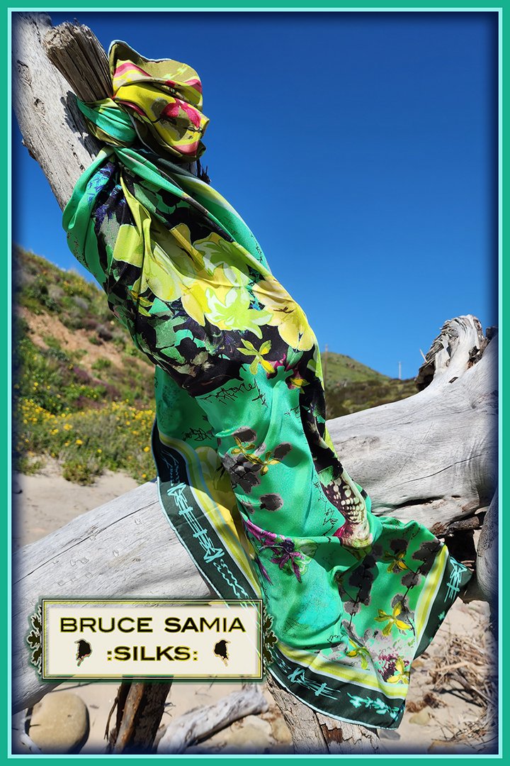 double-printed silk twill scarf