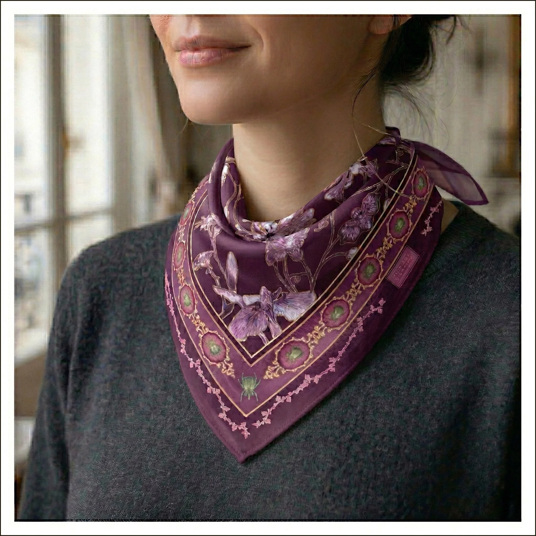BANDANA.3-MEDALLION FLORAL-PLUM 26X26-silk-cotton.jpg