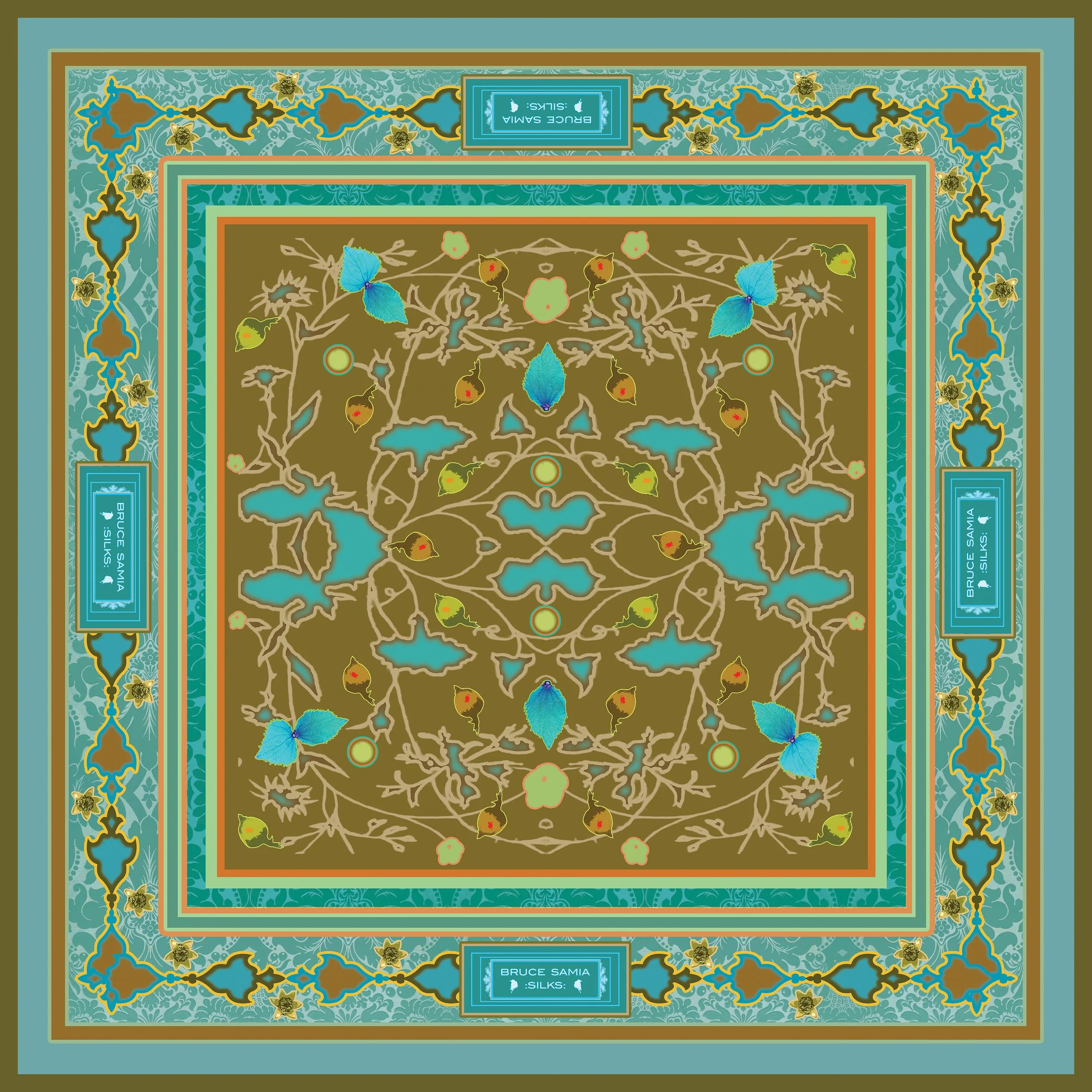 Moroccan Floral - Bandana - Gold - Teal