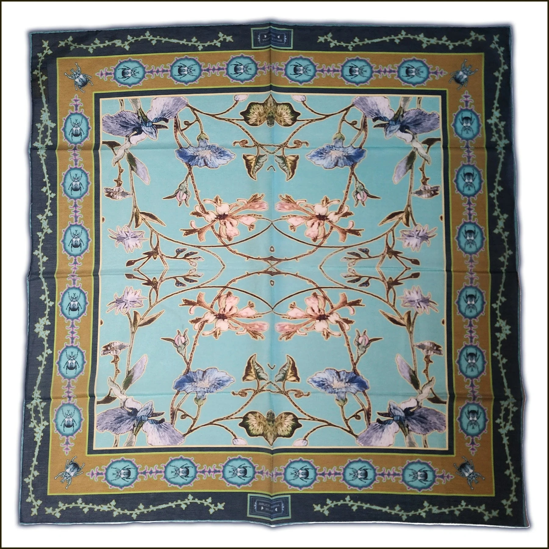 WEBSITE-Medallion Floral - Bandana - Aqua- gold.jpg