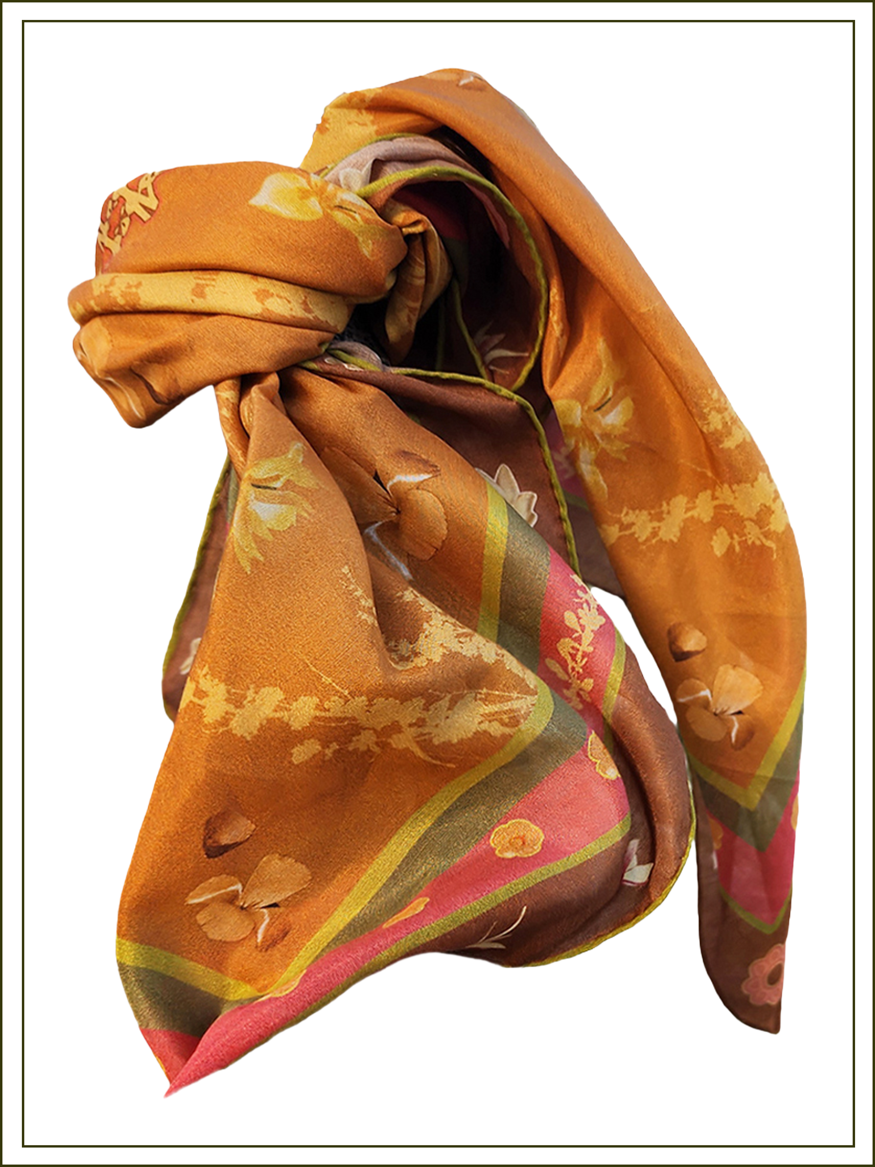 bandana orange,gold, pink floral