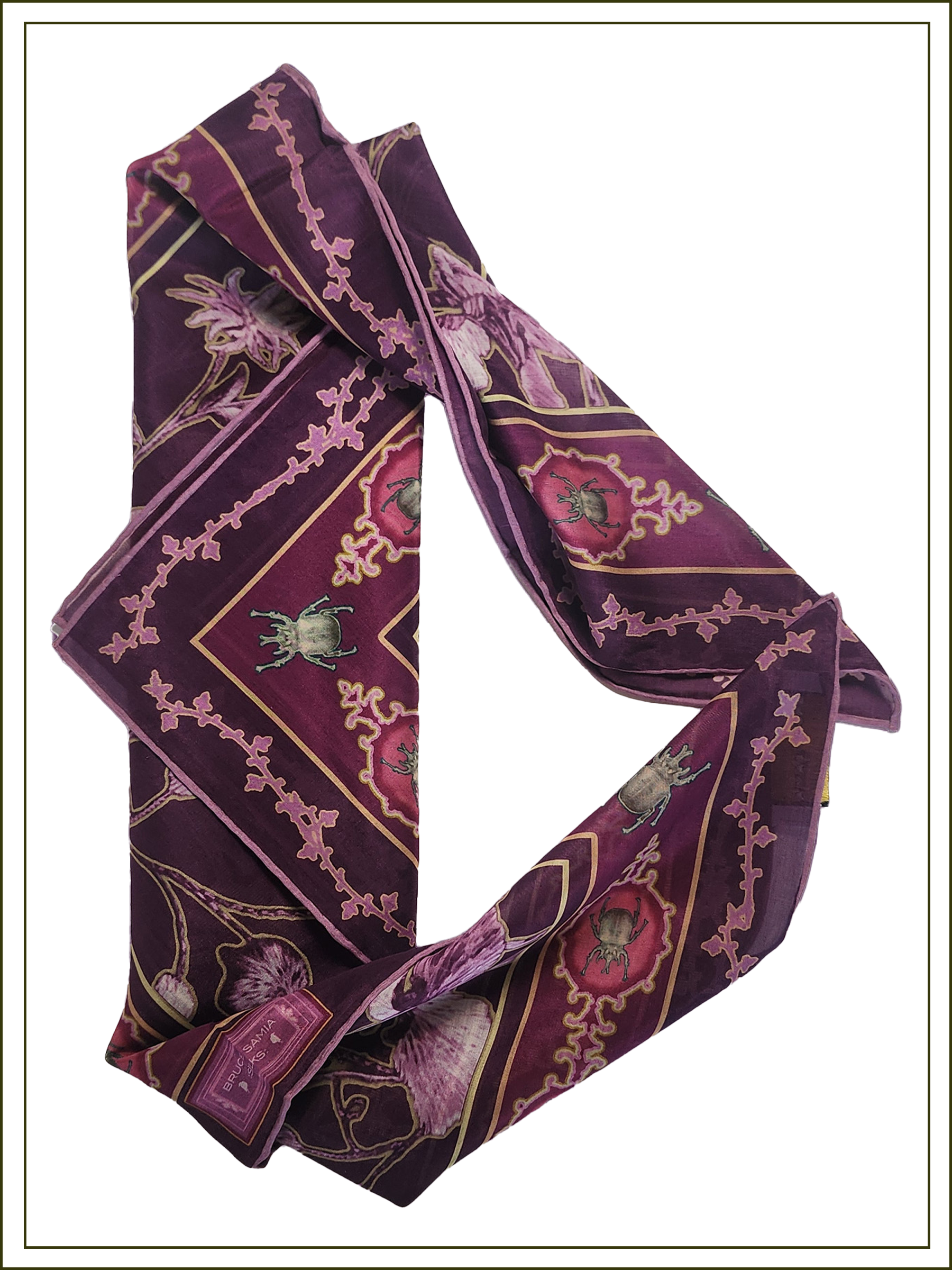 bandana floral, plum, pink deep color, silk cotton