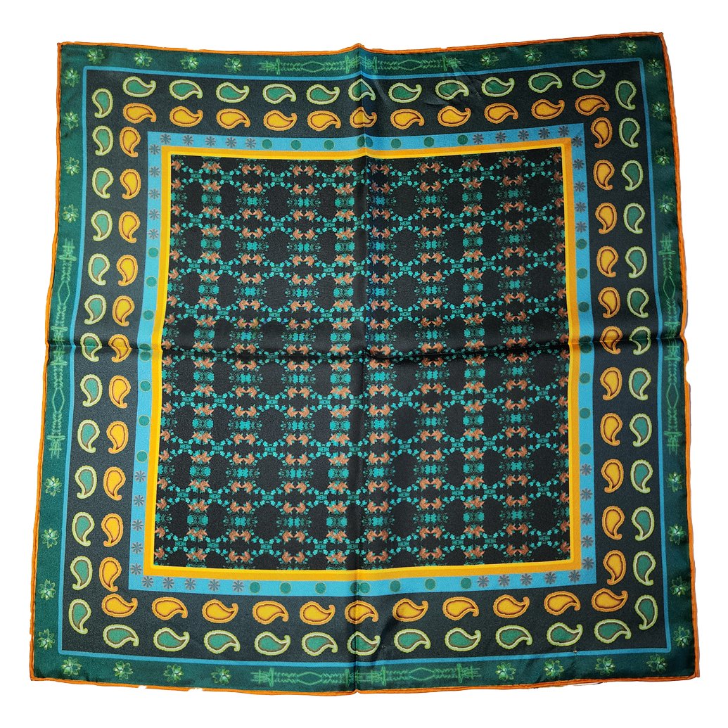 PAISLEY - TEAL-MOSS GREEN - POCKET SQUARE