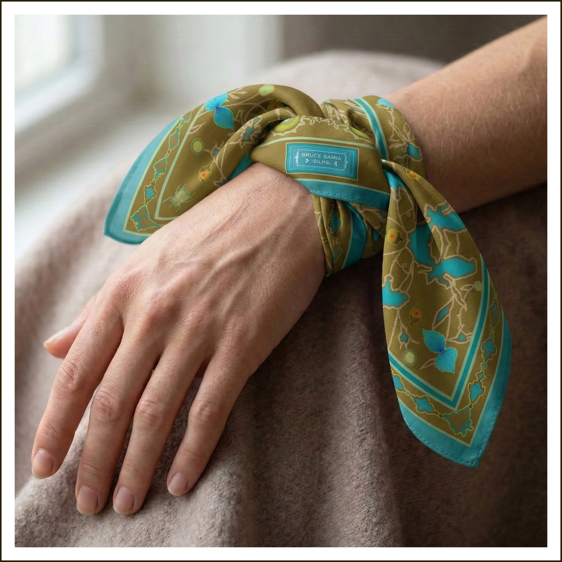 BANDANA-WRISTWRAP-Moroccan Floral - Bandana - Gold - Teal.jpg