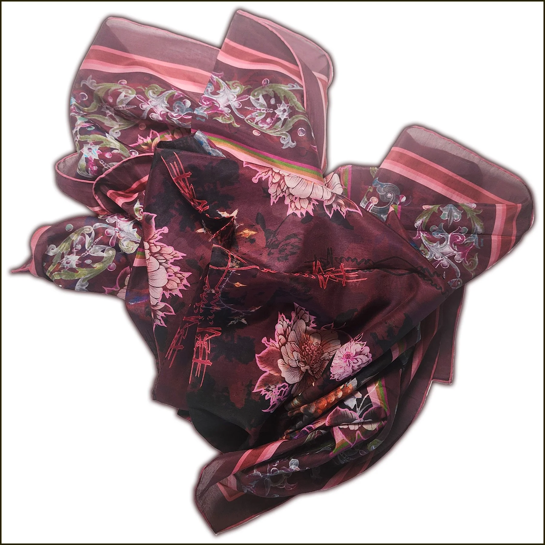 WEBSITE-Floral Manuscript - Large Scarf - Ruby Red.jpg