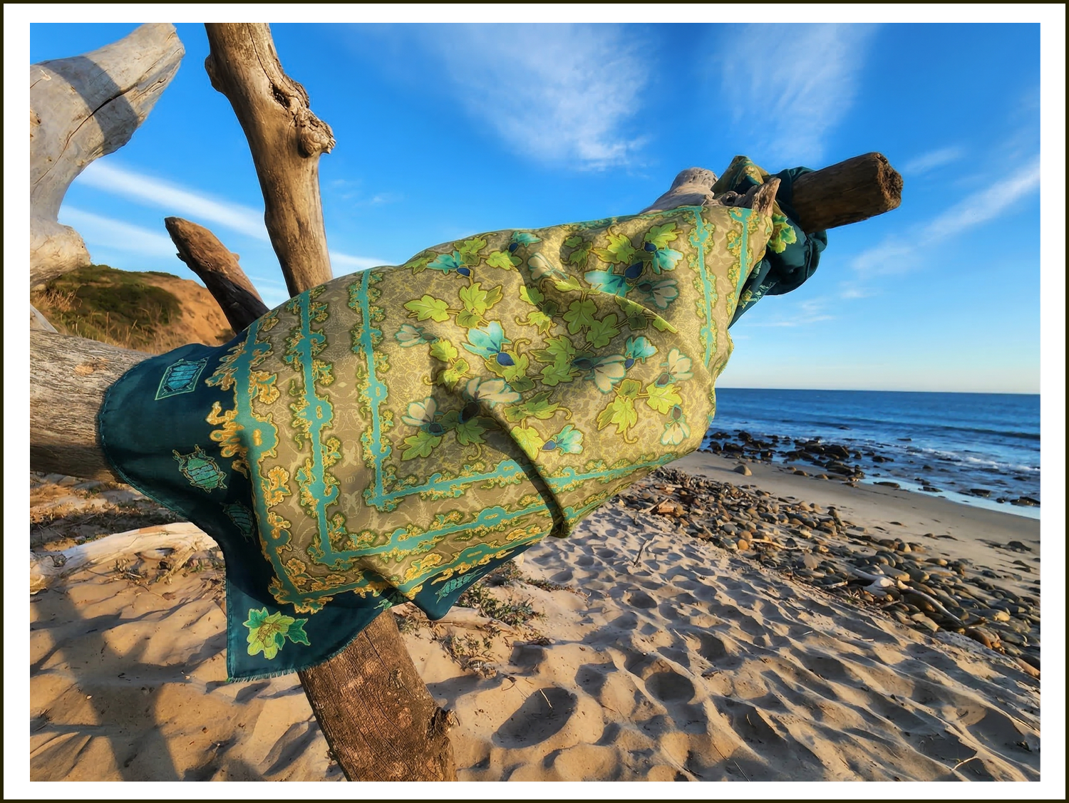 scarf, large scarf, blue, green, aqua, turquise,floral