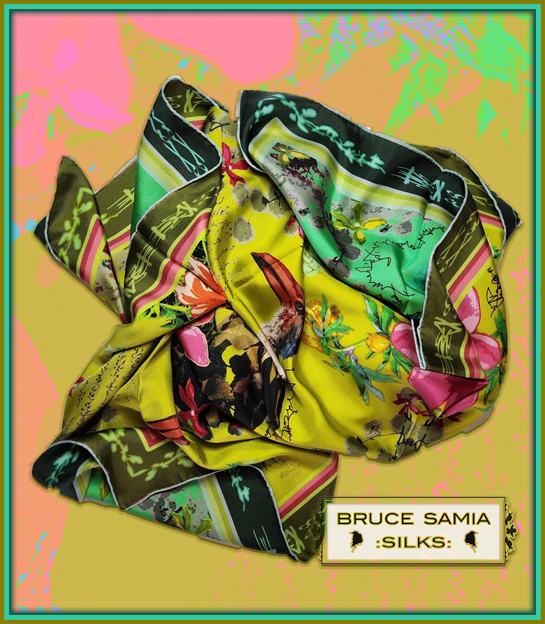 double printed silk twill scarf
