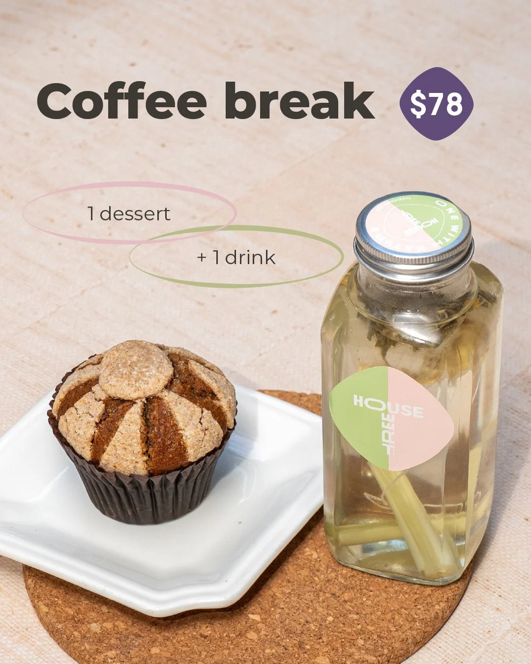 What's better than a coffee break? A coffee break, catered. 😉
Elevate your next team meeting, workshop, or creative afternoon with our convenient Coffee Break Set. Each person gets a drink and a dessert&mdash;because great ideas deserve great fuel.
