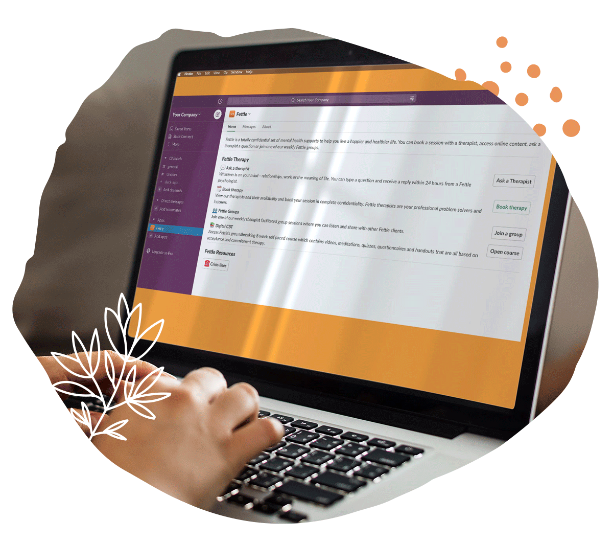 Employee accessing Fettle Online Therapy App for Business