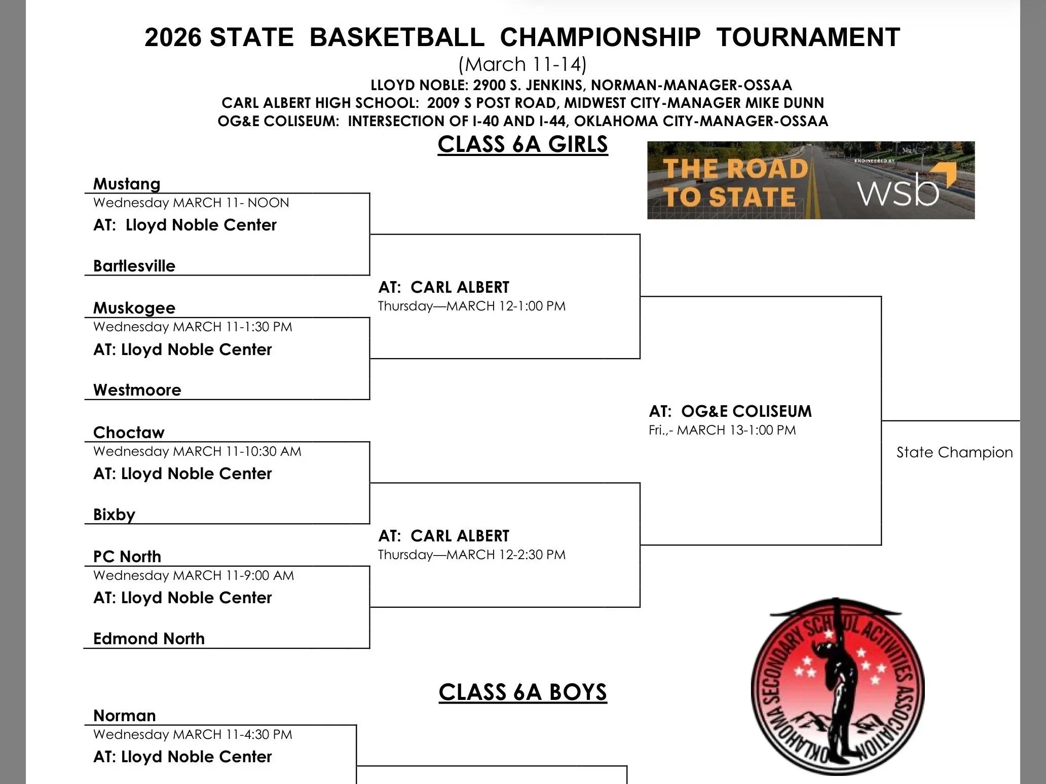 State High School Basketball Championship Brackets Set