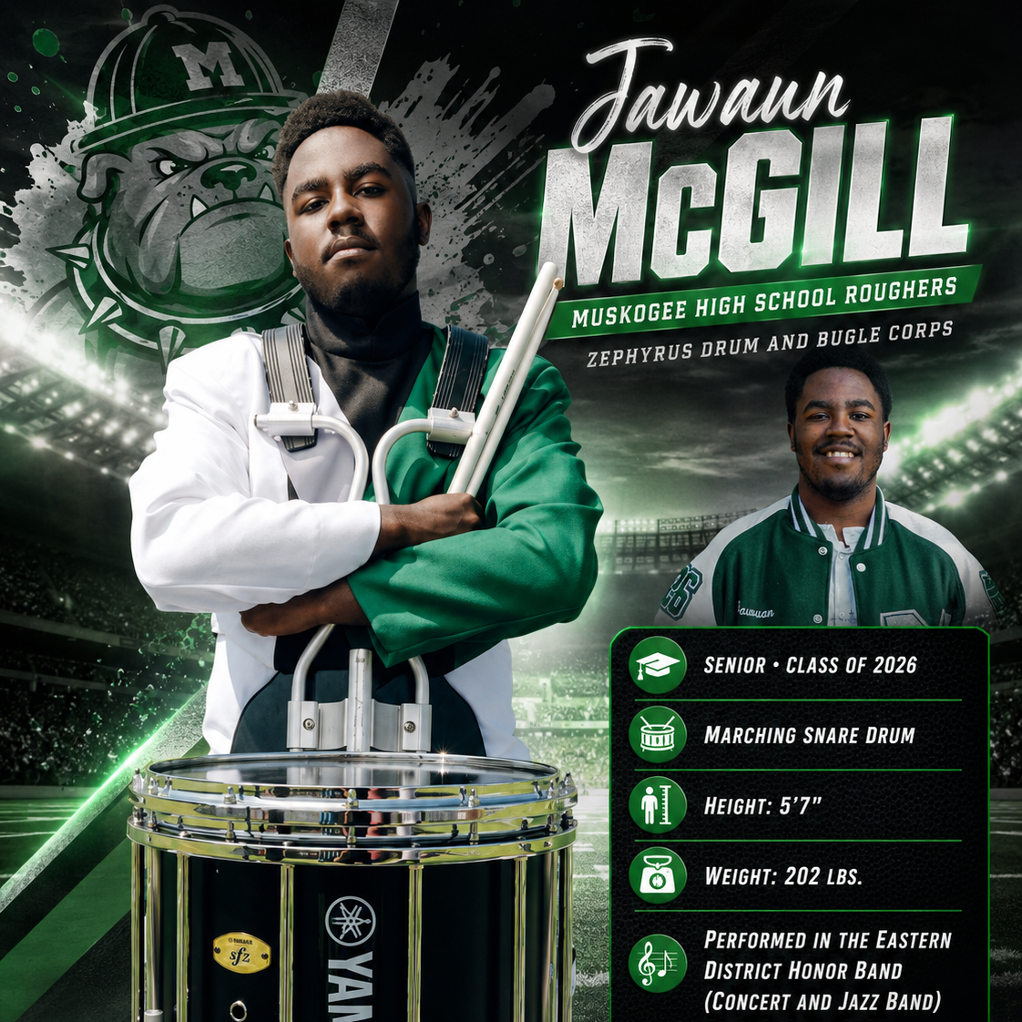 Athlete Spotlight: Marching Arts — Jawuan McGill, Muskogee High School &amp; Zephyrus Drum and Bugle Corps