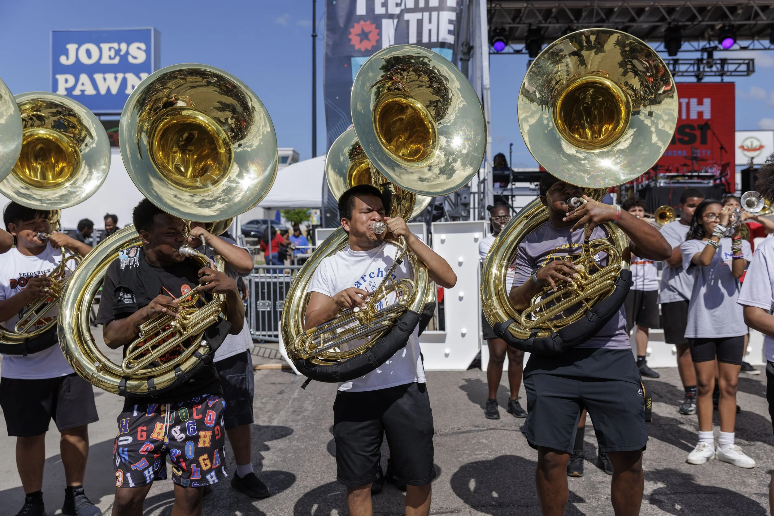 Tuba players play during Juneteenth on the East in Oklahoma City