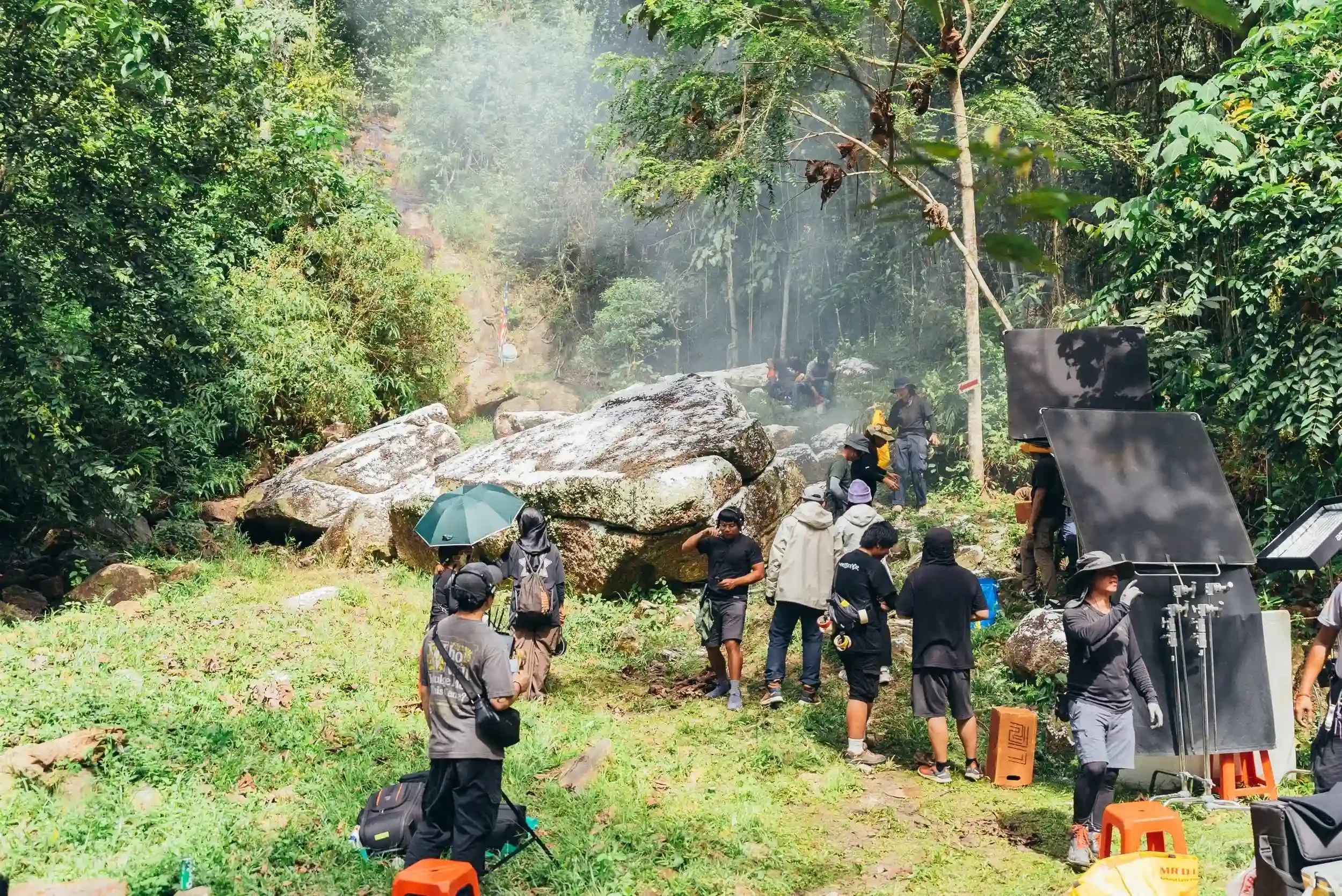 filming crews getting ready for decathlon shooting.webp