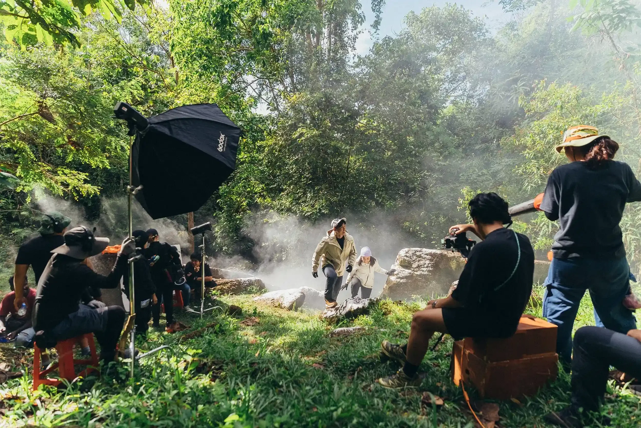 filming crews shooting the decathlon video.webp