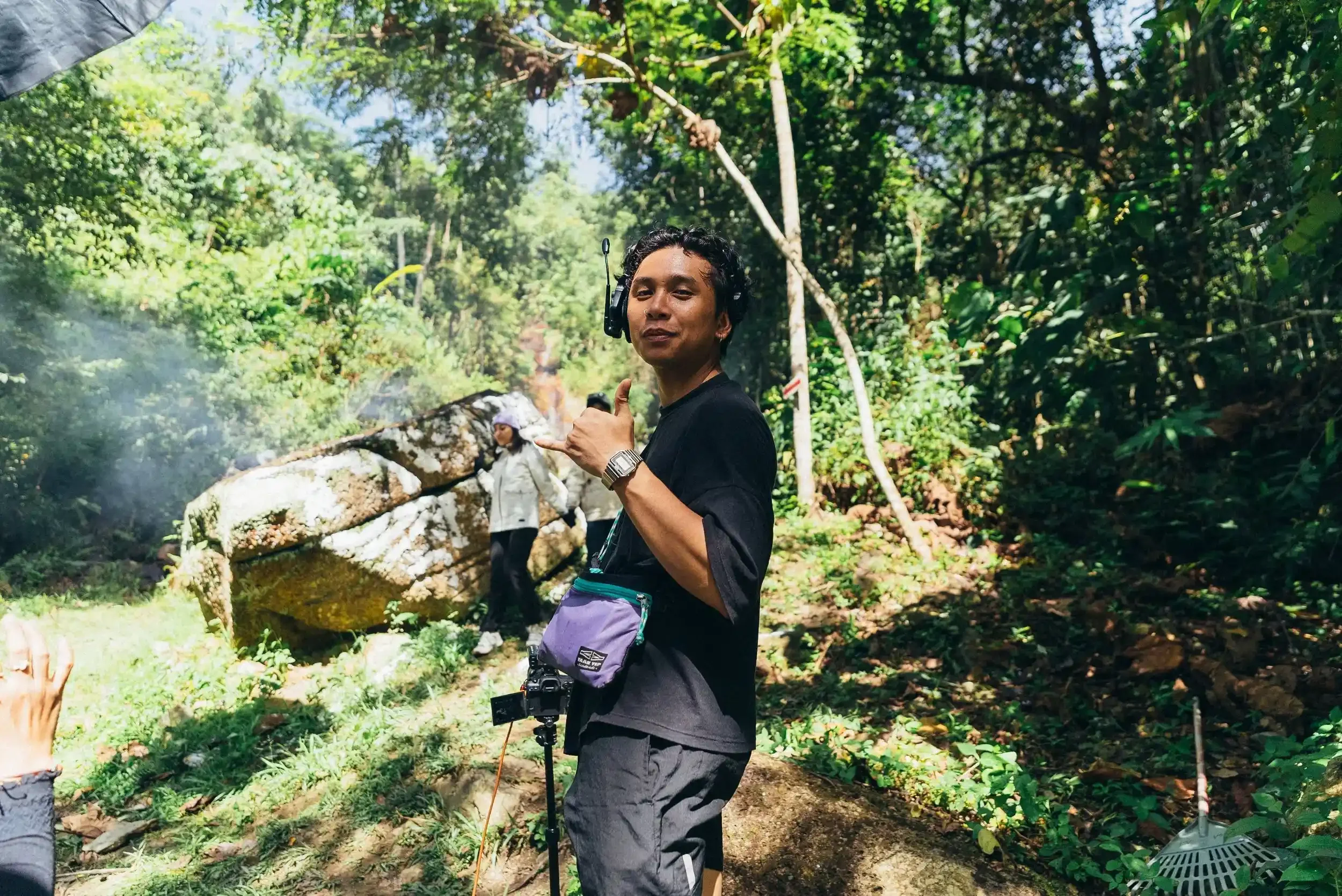 filming crew poses on decathlon filming set.webp