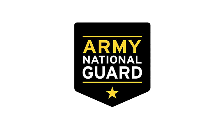 Army National Guard logo with yellow text and star on black background