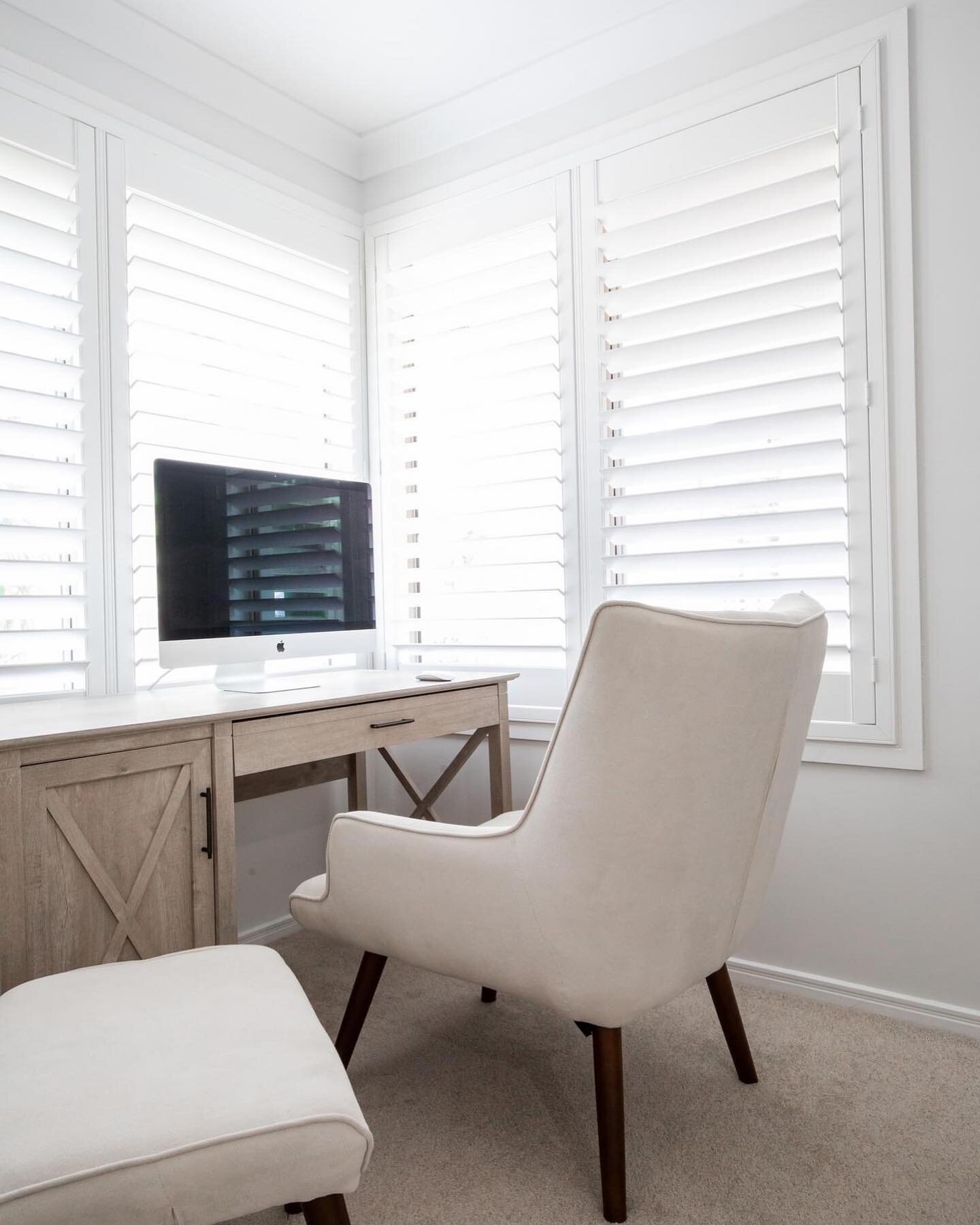 Home office Plantation Shutters 🙌🏼 Practical and aesthetic 📲 Visit our website to book a free quote online!