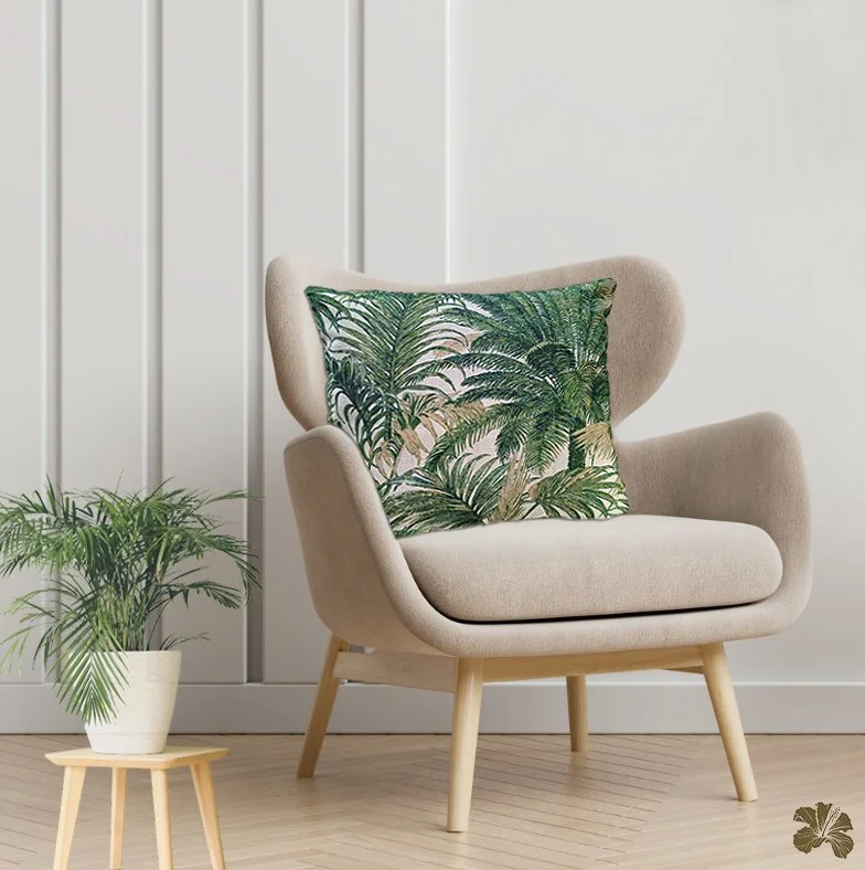 palmiers agate cushion cover, tommy bahama fabric, tropical cushion
