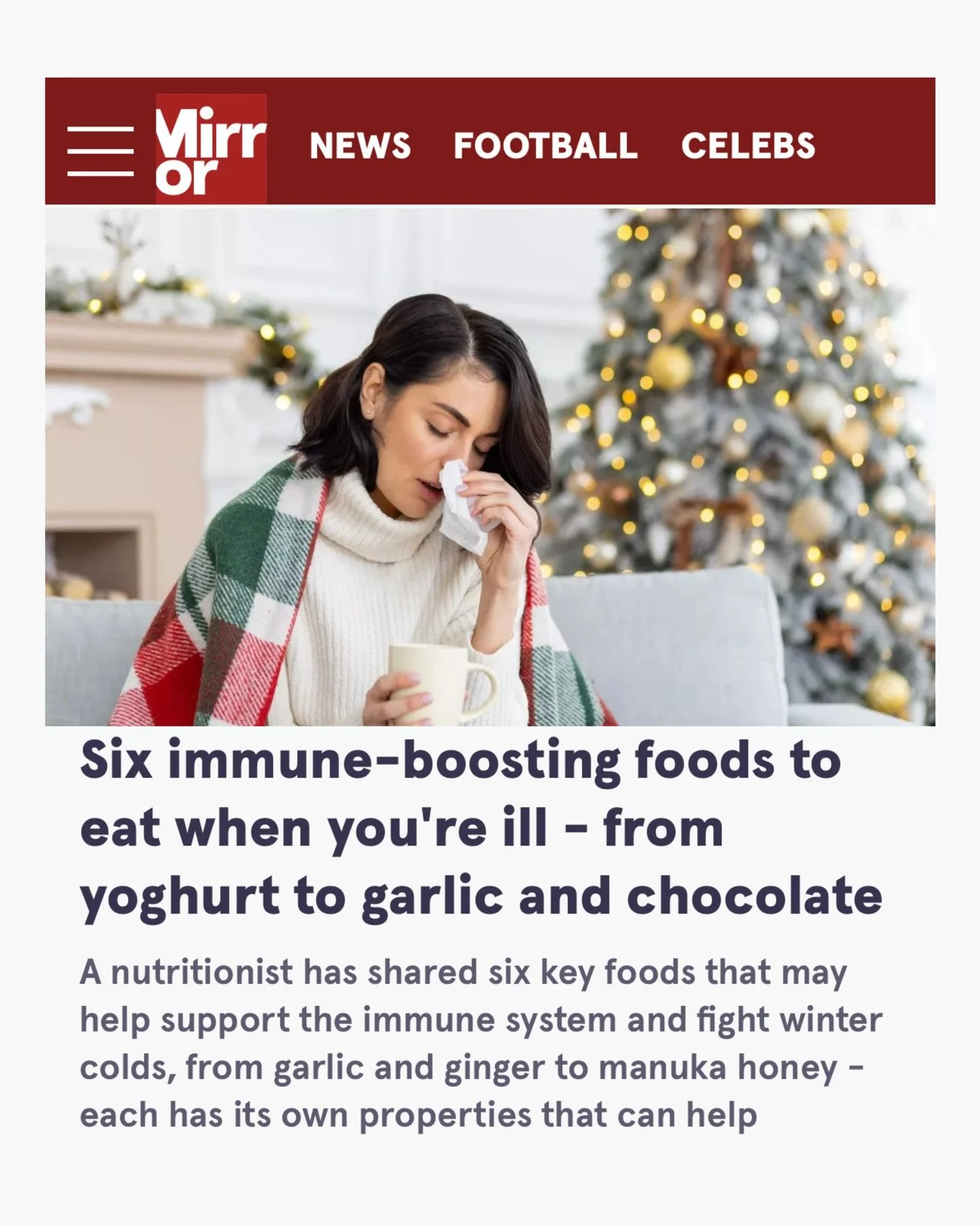 @Rhitrition spoke to @TheMirror about ways to support your body during a winter cold ❄️🤧

✨ A quick note on &ldquo;immune boosting&rdquo;
There&rsquo;s no real way to boost your immune system, and an overactive immune response would actually be harm