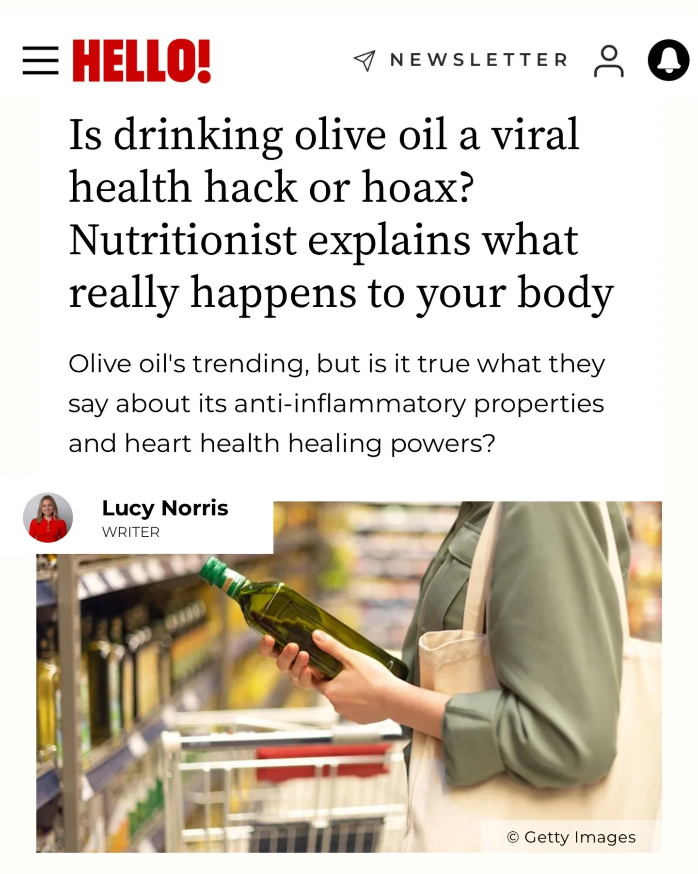 Wondering if you should be taking EVOO as a supplement? @Rhitrition spoke to @HelloMag about this health trend 🫒

Extra virgin olive oil (EVOO) is the least processed form, meaning it keeps more of its natural antioxidants and polyphenols, the compo