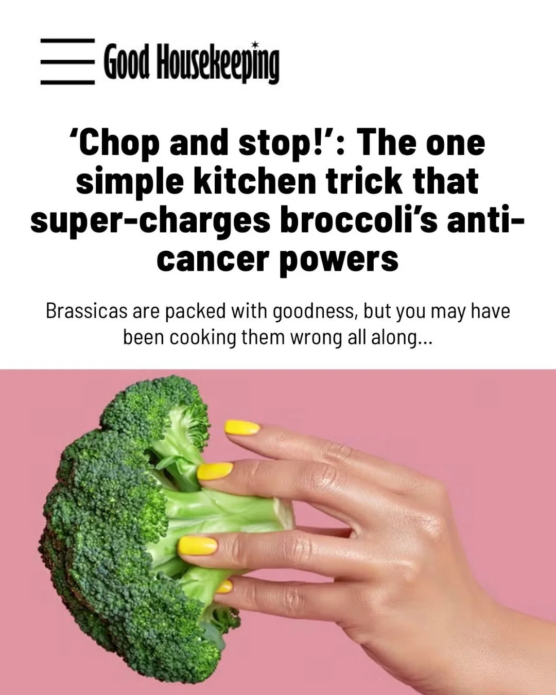 @Rhitrition spoke to @GoodHousekeepingUK 🥦✨ about one simple kitchen habit that could help you get more from your veg&hellip;

Did you know that how you prepare broccoli can influence its nutritional potential? When broccoli is chopped or crushed, i