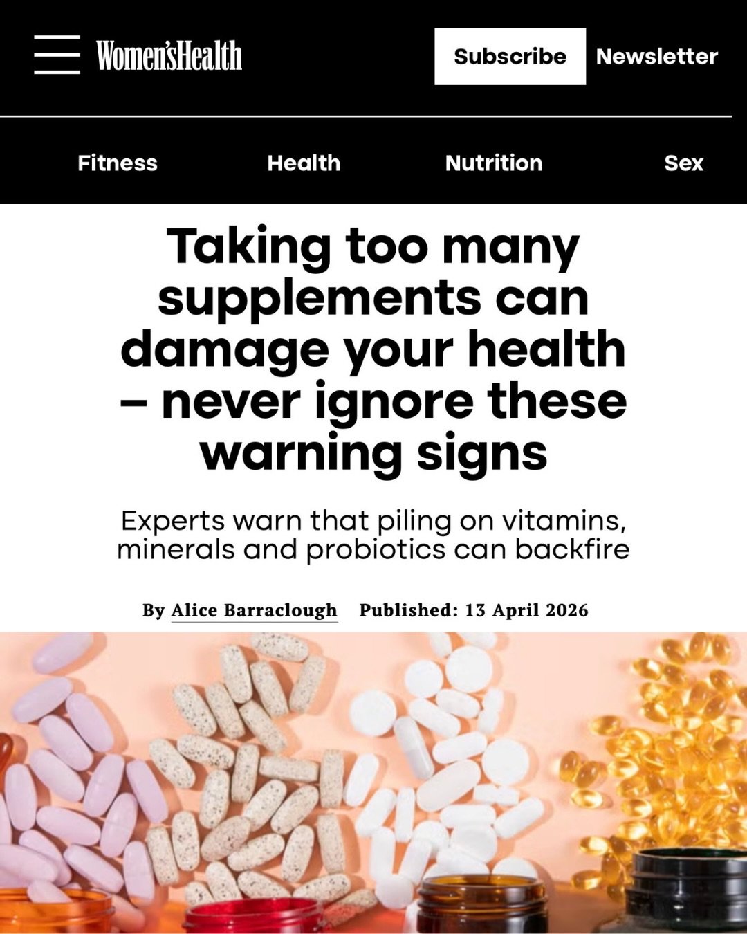 @Rhitrition spoke to @WomensHealthUK about the world of supplements - what do we need, what&rsquo;s being heavily marketed and how regulated is it really? 💊

Read online now! 🗞️

#WomensHealth #Supplements