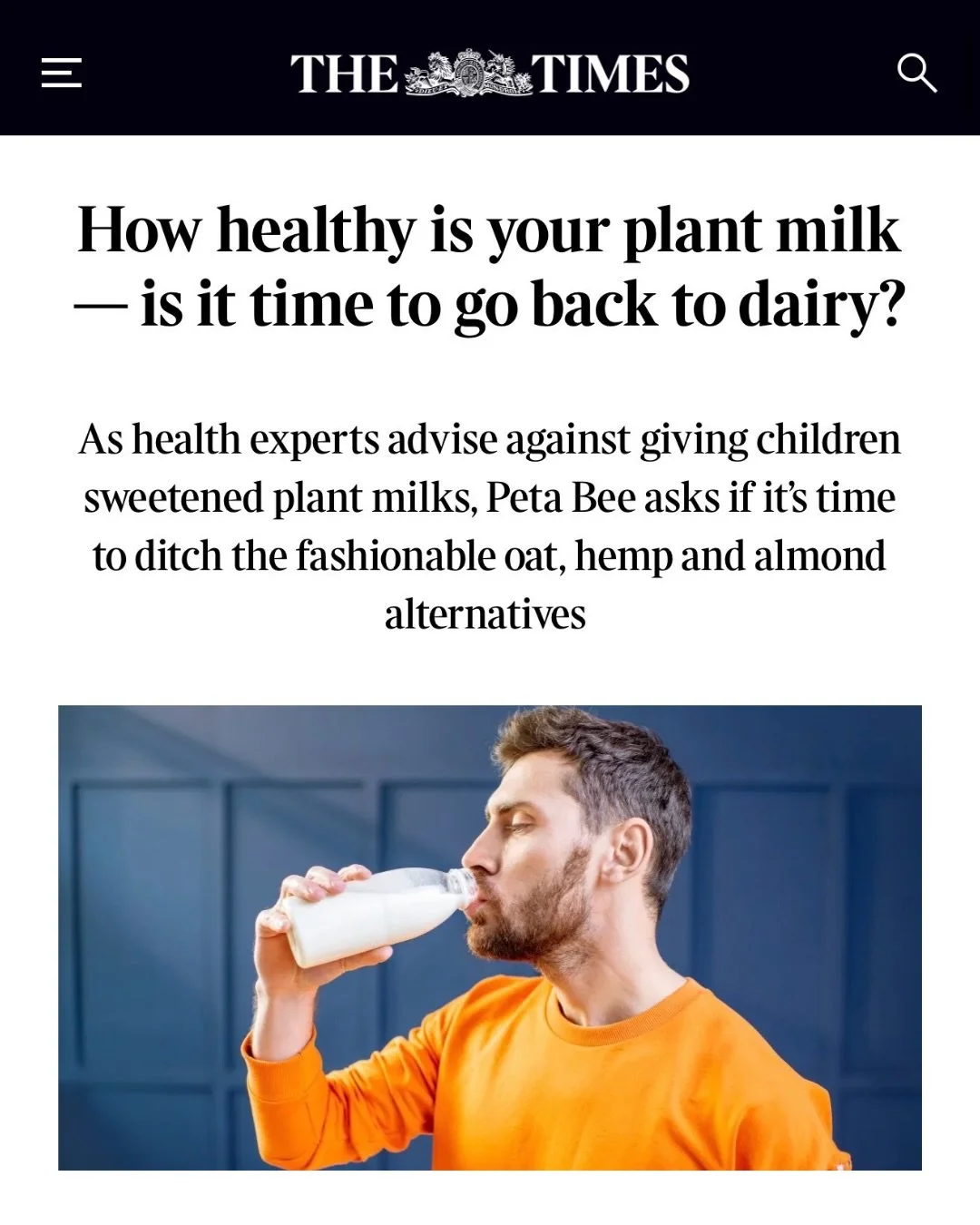 @Rhitrition spoke to @TheTimes about plant &lsquo;milks&rsquo; - are there any concerns for health? 

Plant-based milks can absolutely be part of a healthy, balanced diet - especially if that&rsquo;s how you enjoy your tea or coffee ☕️🌱

Our advice?