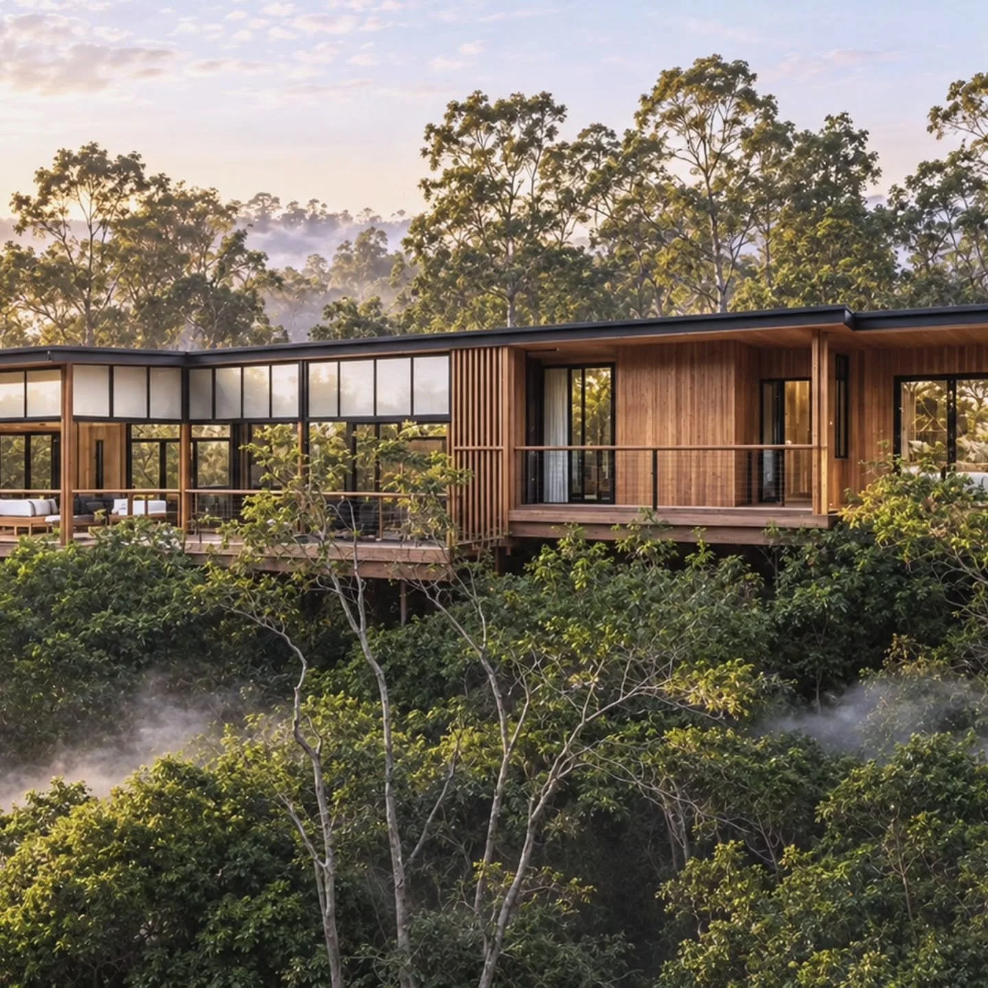 BAAHOUSE offers a range of 3 to 4-bedroom family residences specifically engineered for the Australian climate. Our designs prioritize the use of premium native timbers to cultivate warm, inviting environments that seamlessly integrate with the natur