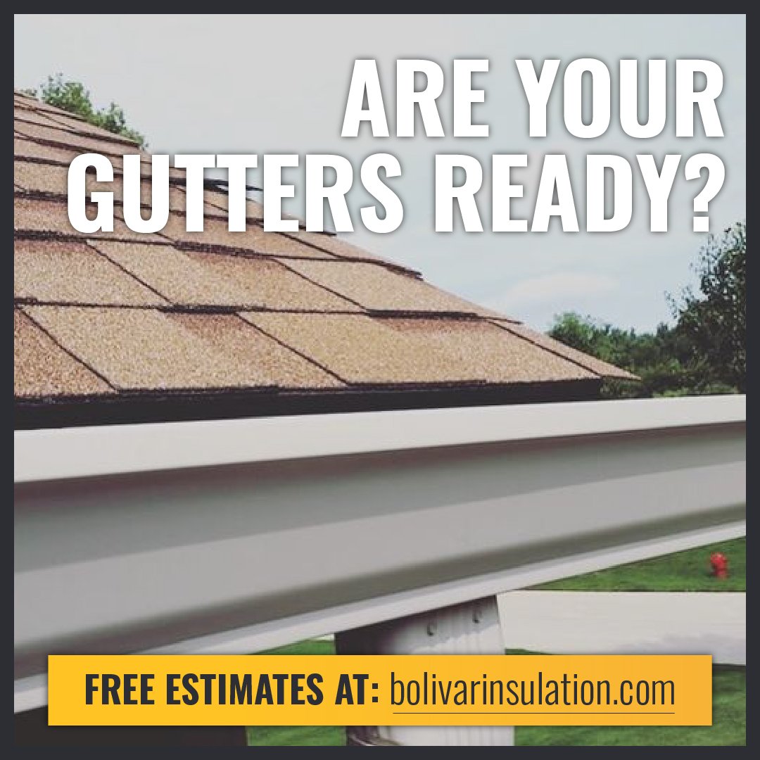 🌧️ Don't let rainwater wreak havoc on your home! 
Upgrade to top-quality gutters with Bolivar Insulation. Protect your investment and ensure lasting durability. 
-
Get a FREE estimate online now at www.bolivarinsulation.com/free-estimate! 
.
.
.
#Gu