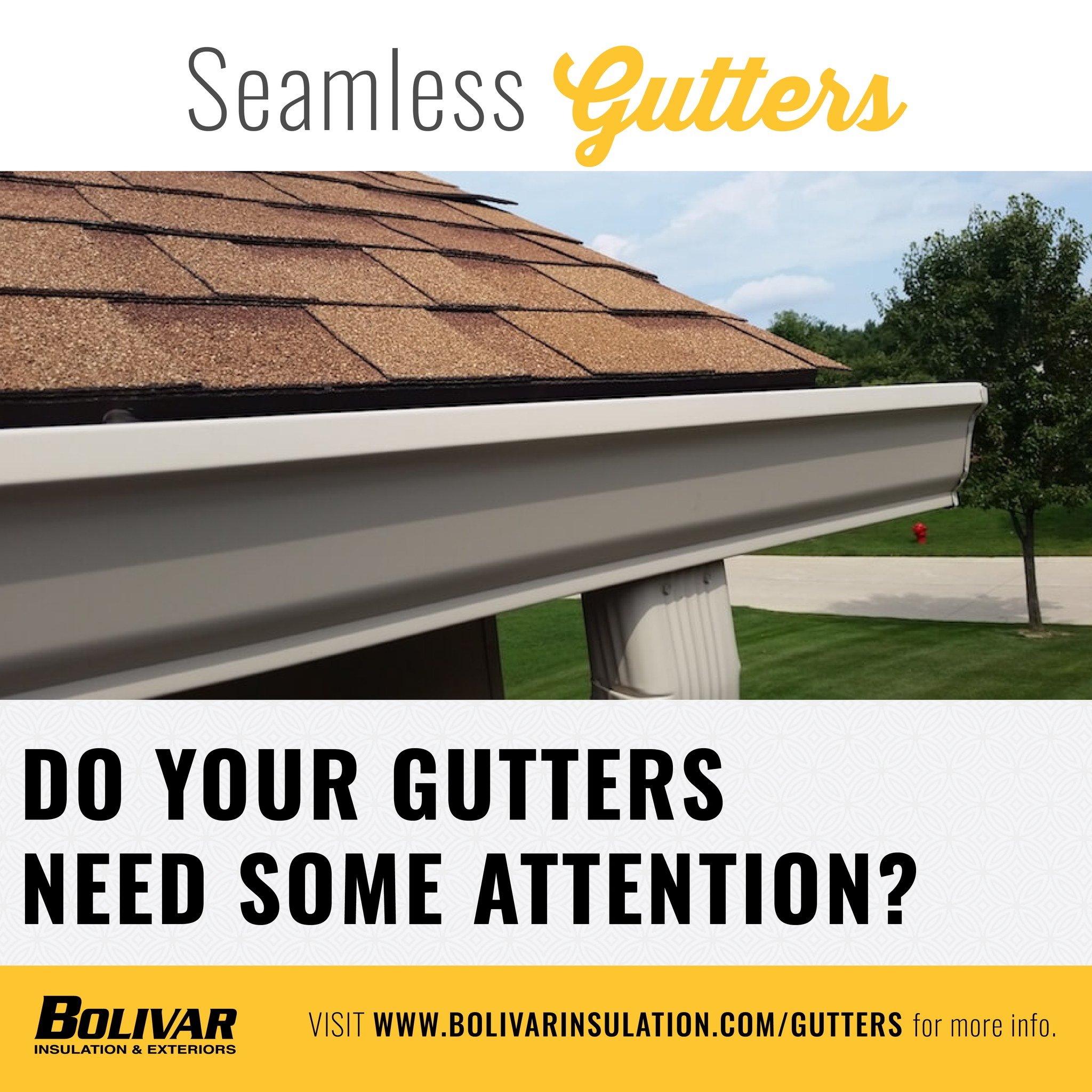 🌧️🏡 Is your home ready for the rainy season?
-
Don't let clogged or leaky gutters rain on your parade! Let Bolivar Insulation take care of your gutter needs with our seamless guttering solutions. Keep your home protected and water-free all year rou